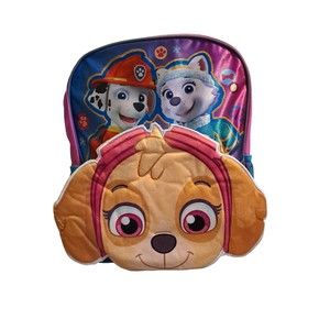 Paw Patrol Girls 16" School Backpack Skye Ears Pink Pocket Chase Marshall